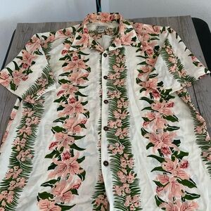 Avanti Mens Hawaiian Button Shirt Floral Authentic Original Silk XL (READ)👇
